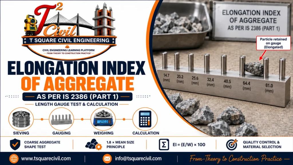 Elongation index of aggregate test using length gauge as per IS 2386 Part 1
