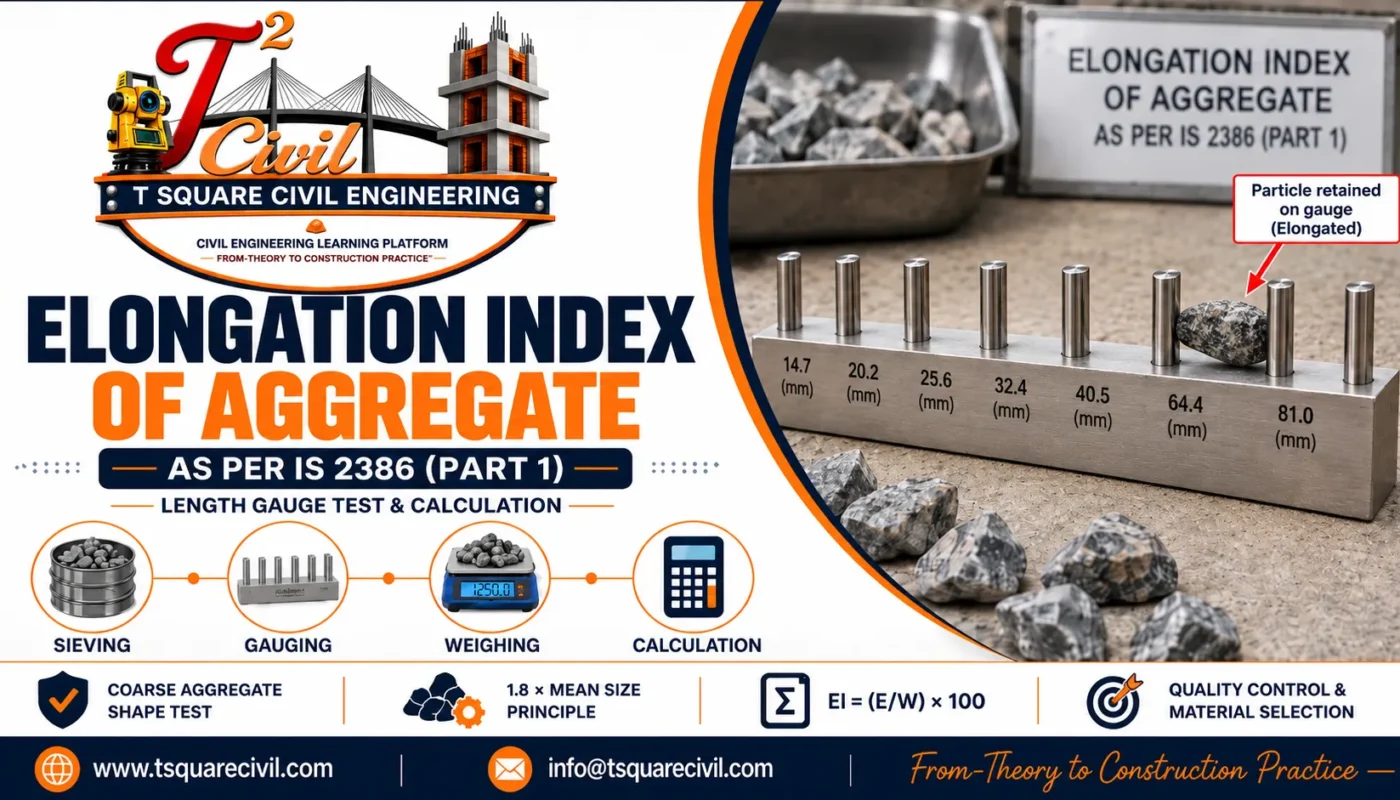 Elongation index of aggregate test using length gauge as per IS 2386 Part 1