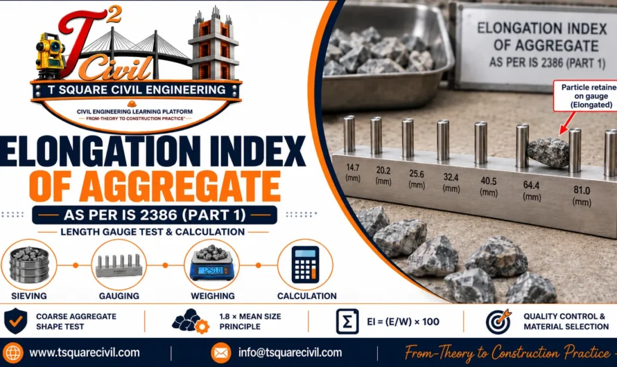 Elongation Index of Aggregate: IS Code, Test Procedure, Formula and Calculation