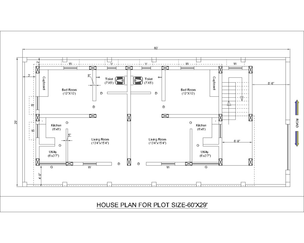 HOUSE PLAN FOR RENT PURPOSE PLOT SIZE 60 X29 T Square Civil Engineering