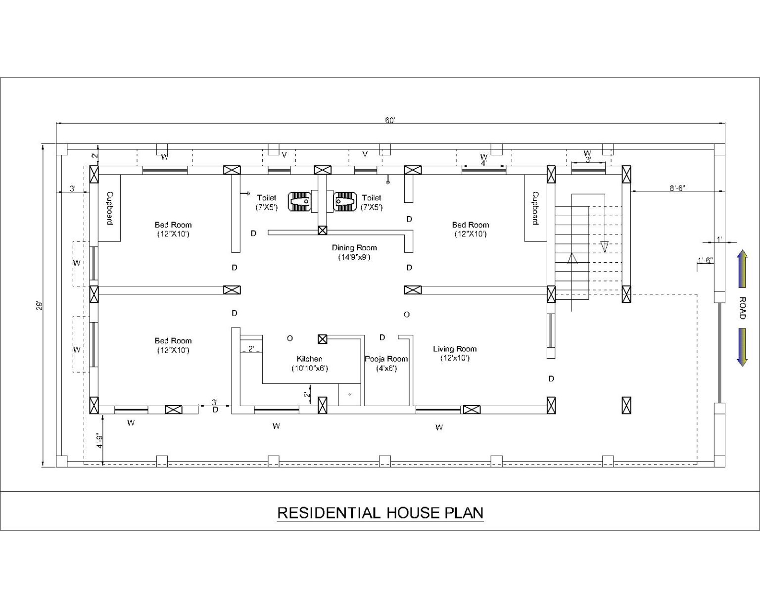 HOUSE PLAN FOR RENT PURPOSE, PLOT SIZE 60'X29' - T Square Civil Engineering
