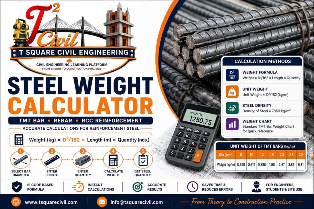 Steel Weight Calculator for TMT Bar and Rebar Weight Calculation