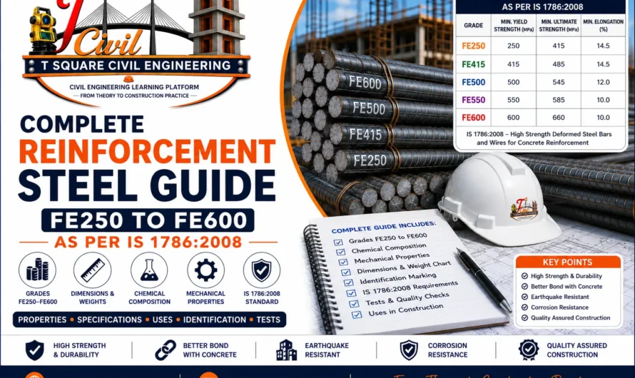 Complete Reinforcement Steel Guide (Fe250 to Fe600) as per IS 1786