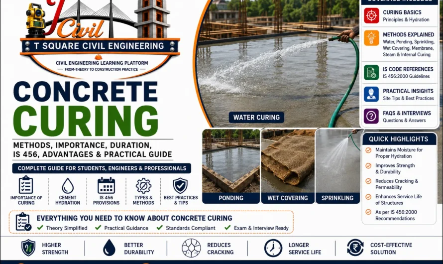Concrete Curing: Methods, Importance, Duration, IS 456, Types, Advantages & Practical Guide