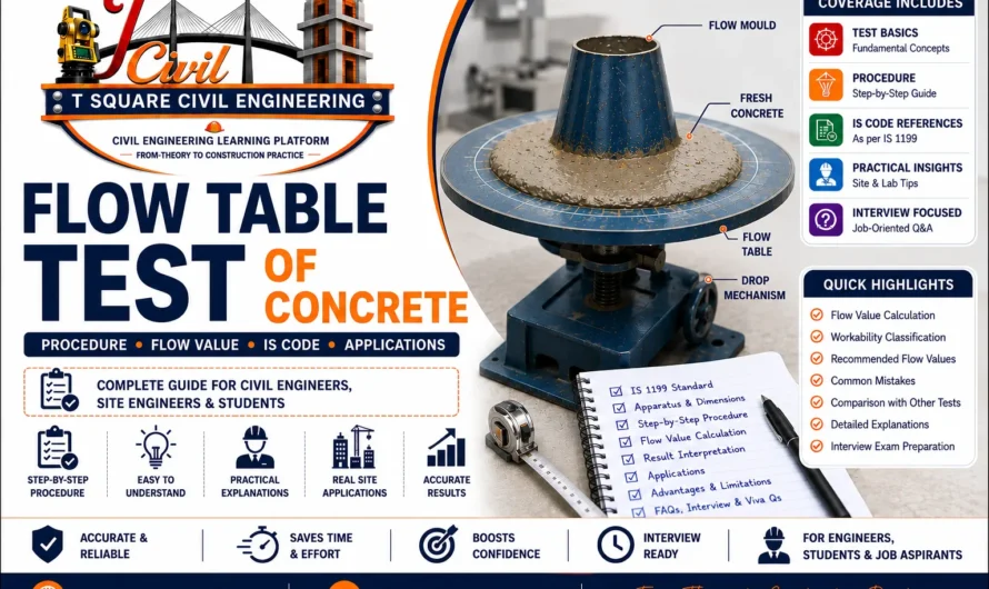 Flow Table Test of Concrete: Procedure, Flow Value, IS Code, Advantages, Limitations & Viva Questions