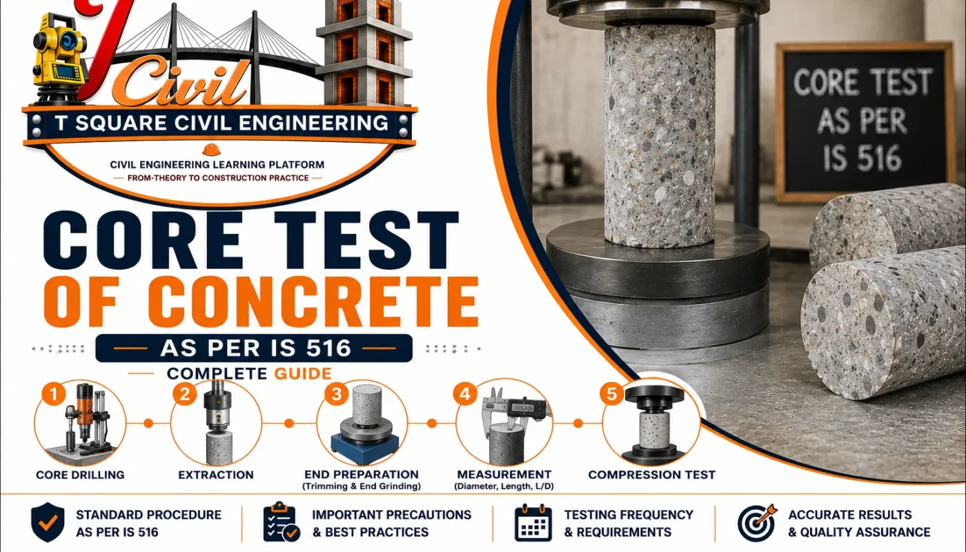Core test of concrete procedure as per IS 516