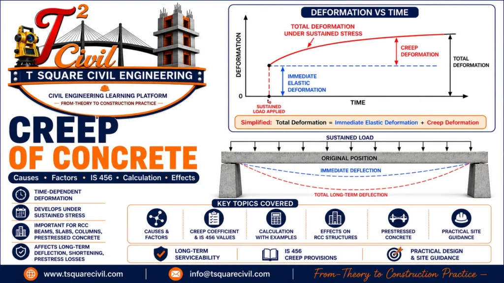 Creep of concrete showing long-term deformation under sustained load