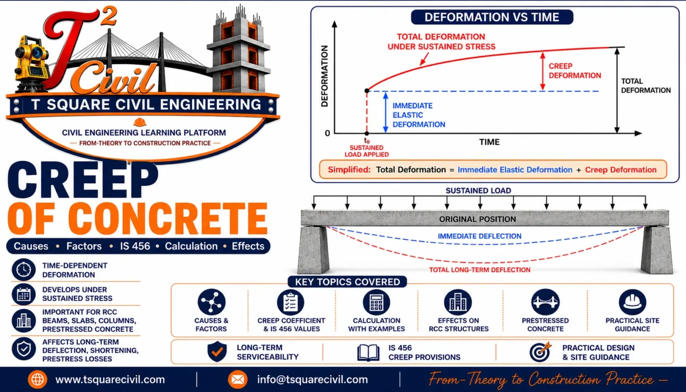 Creep of concrete showing long-term deformation under sustained load