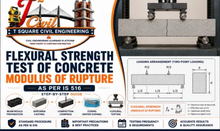 Flexural strength test of concrete using two-point loading arrangement as per IS 516