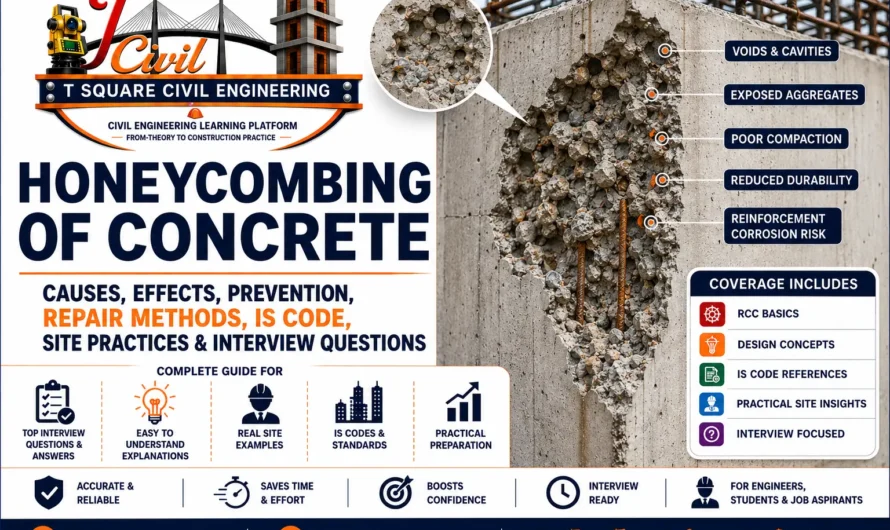 Honeycombing of Concrete: Causes, Effects, Prevention, Repair Methods, IS Code, Site Practices & Interview Questions