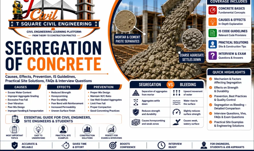 Segregation of Concrete: Causes, Effects, Prevention, IS Guidelines, Practical Site Solutions, FAQs & Interview Questions