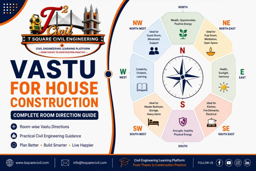 Vastu eight directions showing North, Northeast, East, Southeast, South, Southwest, West and Northwest