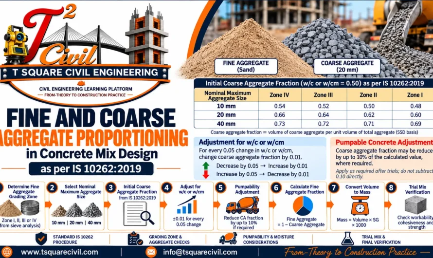Fine and Coarse Aggregate Proportioning in Concrete Mix Design as per IS 10262:2019