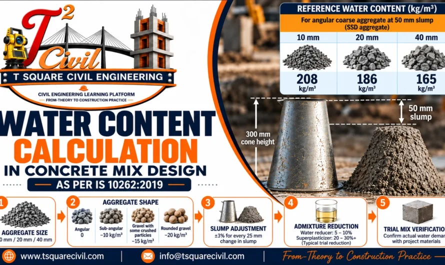 Water Content Calculation in Concrete Mix Design as per IS 10262:2019