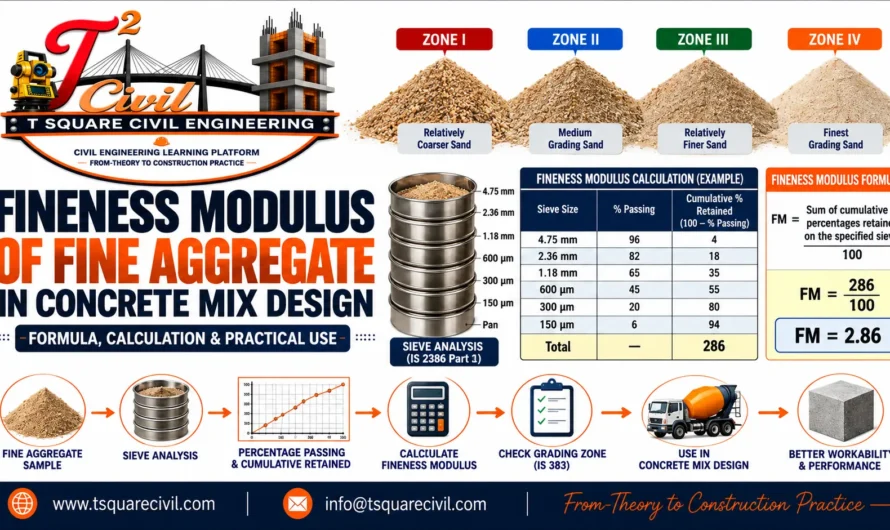 Fineness Modulus of Fine Aggregate in Concrete Mix Design: Formula, Calculation & Practical Use