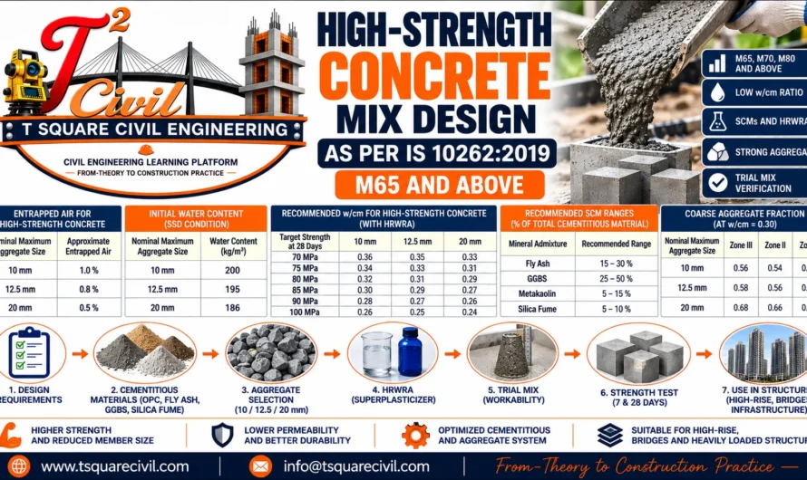 High-Strength Concrete Mix Design as per IS 10262:2019: M65 and Above