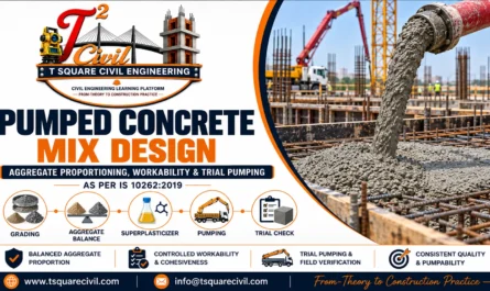 Pumped concrete mix design showing aggregate proportioning workability pumpability and trial pumping